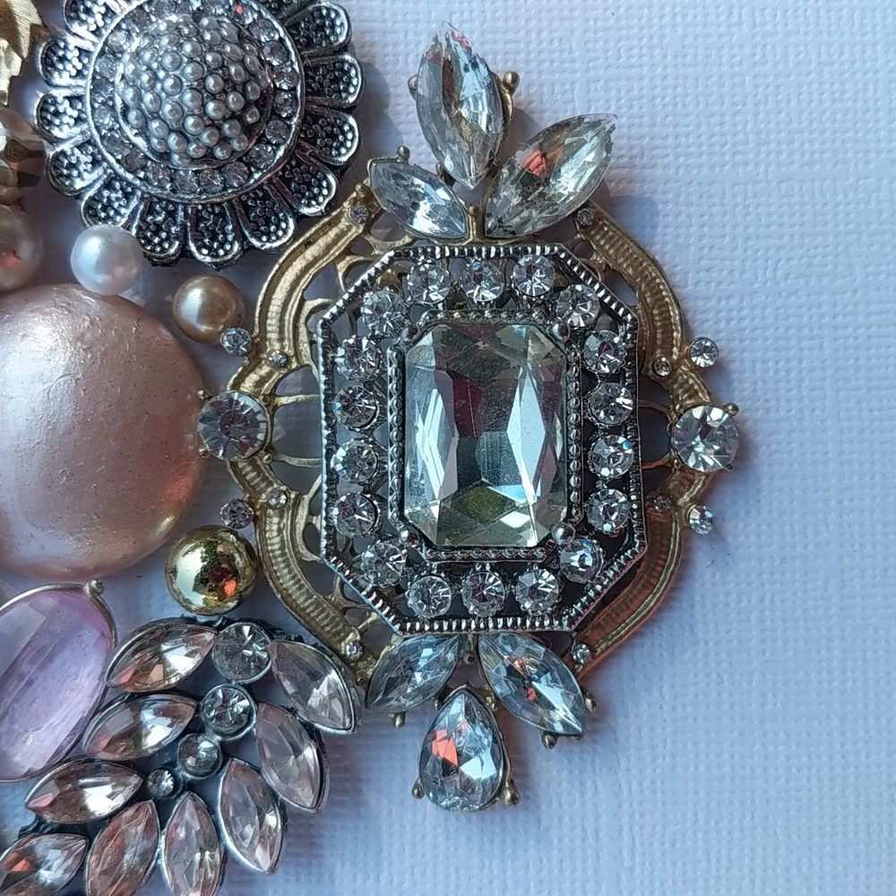 Mosaic floral or skull framed jewelry art upcycled jewelry Host Pick 6.10! - Picture 9 of 12
